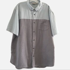 Vans 100% Cotton mens short sleeve w/pocket colorblock shirt gray/blue sz XL